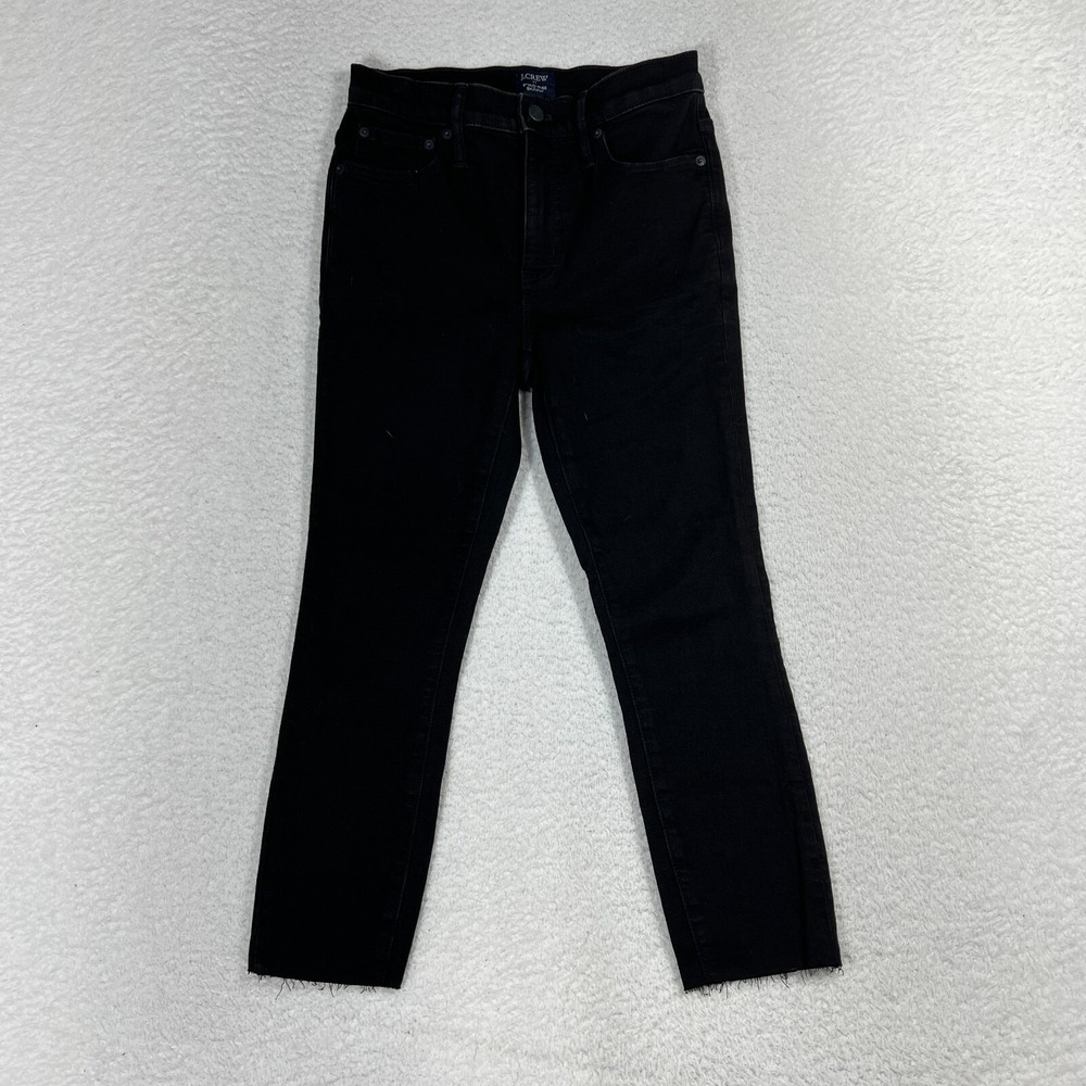 J.Crew 9" Mid-Rise Skinny Jeans Womens 25p (26x22) Dark Black Denim Stretch